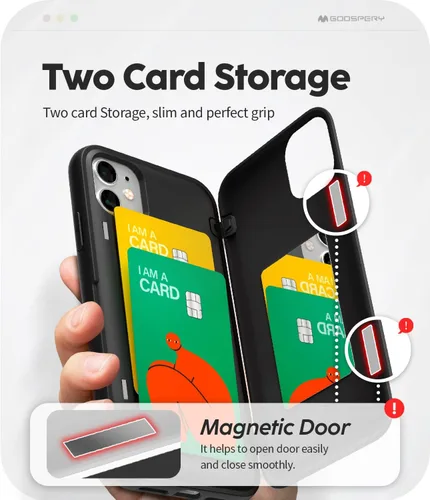 Vista 3 de Carcasa Goospery tipo cartera para iPhone 11, con funda para tarjetas, carcasa de teléfono con protección dual con capa antigolpes, IP11-MDB