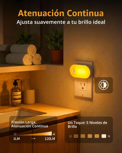Vista 3 de Lyridz Luz nocturna ámbar enchufable con sensor de movimiento, paquete de 2