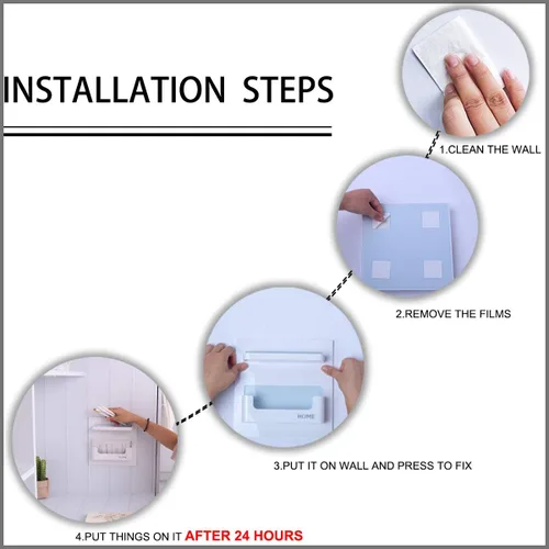 Vista 7 de Estante de Mesita de Noche - Adhesivo Montado en la Pared para Dormitorio, Dormitorio Universitario, Oficina Accesorios Flotantes