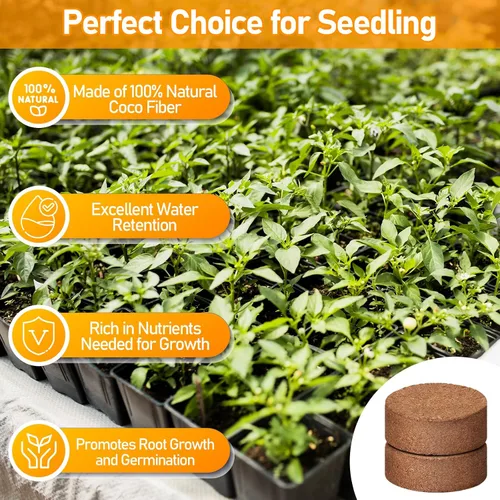 Vista 3 de Legigo 50 Pz 30mm de Fibra de Coco en Pellets para Mezcla de Suelo de Inicio de Semillas - Pods de Suelo de Fibra de Coco Orgánico para Plántulas