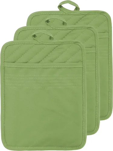 Vista 37 de Oven Pot Holder with Pocket Cotton Heat Resistant Coaster Potholder Kitchen Hot Pad Oven Mitts for Cooking and Baking Square 7"x9" (Aqua, Silicone)