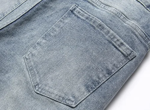 Vista 5 de FREDD MARSHALL Pantalones de mezclilla lavados estilo motociclista estilo hip hop, rasgados, desgastados, rasgados, desgastados, para hombre