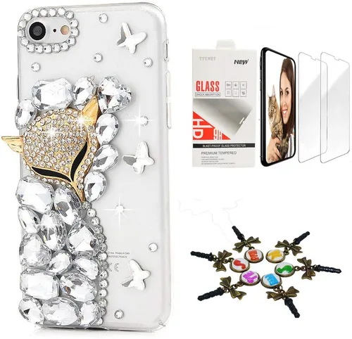 Vista 13 de Bling Funda compatible con iPhone 5C, elegante, hecha a mano en 3D [serie brillante], diseño de hipocampo coral con protector de pantalla, paquete