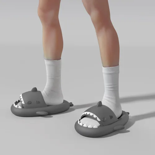 Vista 9 de XPKWS Sandalias de tiburón para mujeres y hombres, unisex, pantuflas de nube para adultos, sandalias de playa con suela gruesa