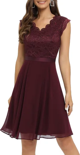 Vista 114 de Dressystar - Vestido de dama de honor, sin mangas, con cuello en V, para fiesta de boda