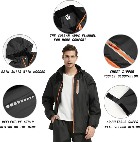 Vista 2 de JAEZZIY Trajes de lluvia para hombre impermeables