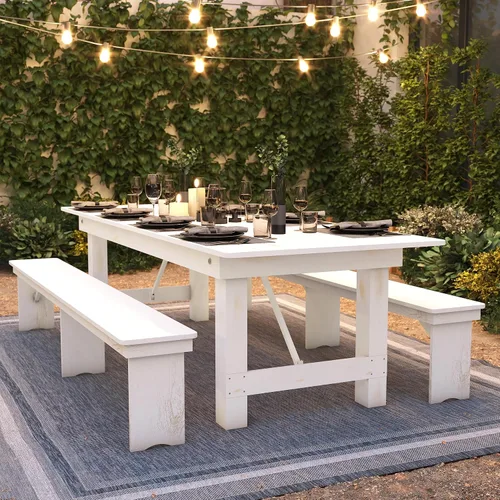 Vista 6 de Flash Furniture Hercules - Mesa plegable (108 x 40 pulgadas), color blanco