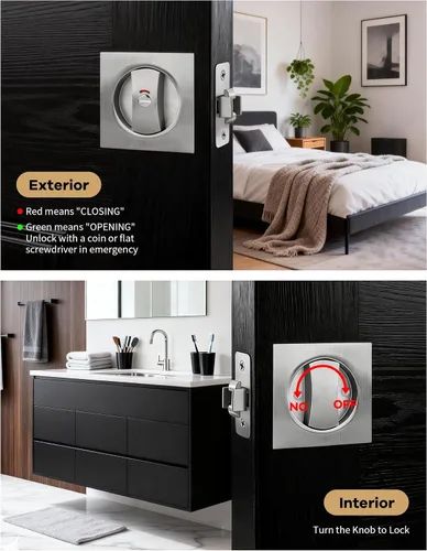 Vista 3 de Lethato Hardware de bolsillo para puerta, cerradura de puerta de bolsillo con indicadores, pestillo de puerta de bolsillo, puerta de bolsillo