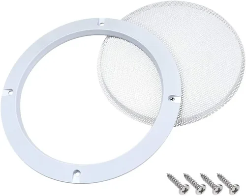Vista 4 de uxcell 2 unids 5 "agujero de montaje diagonal distancia altavoz parrilla malla círculo decorativo Woofer protector cubierta blanca