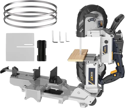Vista 9 de MAXXT Sierra de cinta con base de aluminio ligero, sierra de cinta de corte profundo de 10 amperios y 5 pulgadas, sierra portátil automática