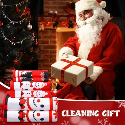 Vista 6 de Buryeah Juego de 6 Piezas de Toallas de Baño de Navidad 2 Toallas de Baño Rojas Suave con Diseño de Buffalo Plaid 2 Toallas Cuadradas Decorativas 2