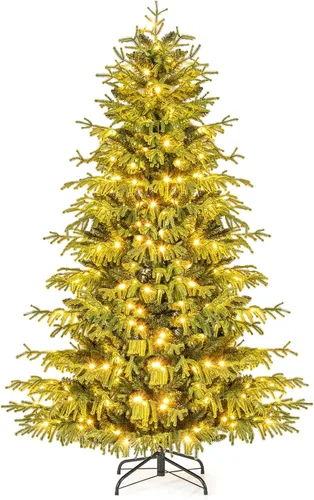 Vista 16 de Goplus Árbol de Navidad artificial preiluminado de 4.5 pies con nieve, árbol de Navidad completo con bisagras con 160 luces LED multicolores, 8