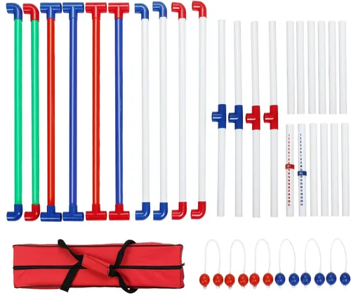 Vista 9 de WIn SPORTS Juego de lanzamiento de escalera para exteriores, juego de lanzamiento de pelota para interiores con 6 bolos pesados, funda de transporte