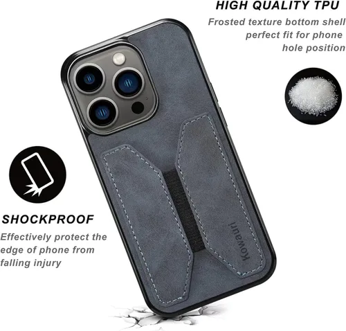 Vista 3 de Kowauri Funda para iPhone 15 Pro Max, funda de piel sintética tipo cartera con ranura para tarjeta de crédito, funda protectora ultra delgada