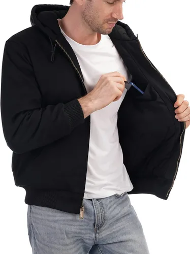 Vista 5 de Chaqueta deportiva acolchada con forro de franela para hombre, impermeable, de algodón, con capucha, abrigo de invierno