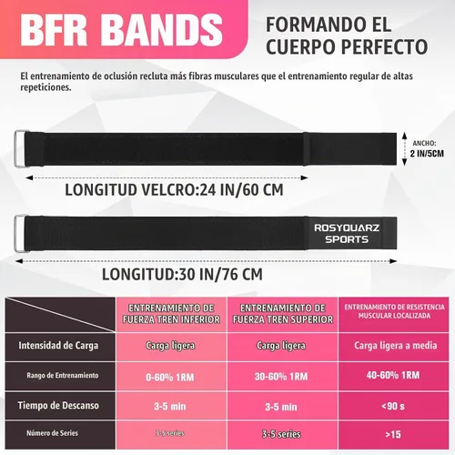 Vista 3 de Bandas de glúteos para entrenamiento, bandas de restricción de flujo sanguíneo para mujeres/hombres, bandas ajustables de resistencia a la oclusión