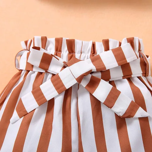 Vista 6 de Conjunto de faldas de piña para niños pequeños y niñas con hombros descubiertos de frutas + tutú con volantes faldas, vestido de verano