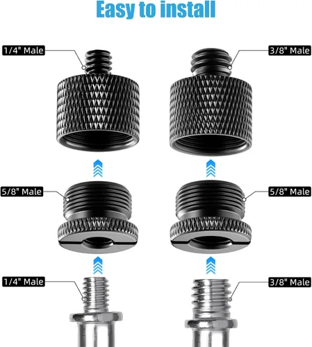 Vista 4 de Paquete de 8 adaptadores de soporte de micrófono, adaptador de micrófono de rosca de tornillo