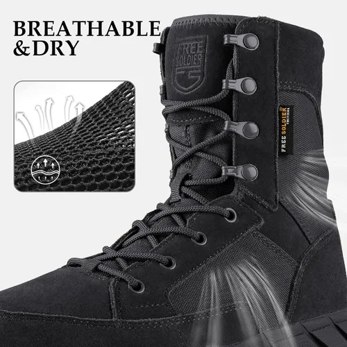 Vista 5 de FREE SOLDIER Men's 8 Inch Tactical Side Zip Boots Military Army Work Boots Lightweight Combat Boot for Motorcycle Boot