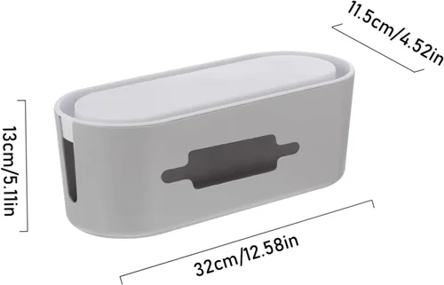 Vista 9 de Caja organizadora de cables y soporte de almacenamiento de cables, diseño de disipación de calor, evita el acceso de mascotas, multiusos, simple Gris