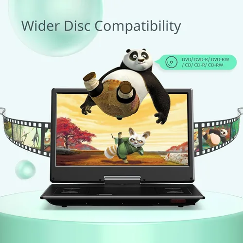 Vista 3 de Yoton Reproductor de DVD portátil de 16.9", pantalla HD de 14.1 Negro