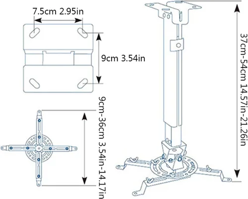 Vista 2 de HIHELO Trípode para proyector Adaptador de montaje de proyector de techo con brazos extensibles ajustables para el hogar y la oficina, carga