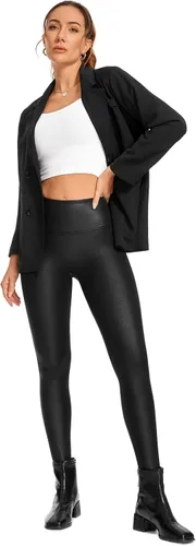 Vista 3 de CRZ YOGA Butterluxe Matte Faux Leather Leggings for Women 26.5'' - No Front Seam High Waist Stretch Tights Pleather Pants
