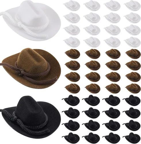 Vista 8 de Hercicy Mini Cowboy Hat for Crafts Doll Decor Negro