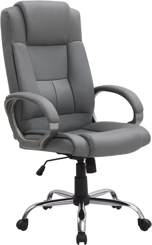 Vista 5 de Naomi Home Silla para invitados de oficina ejecutiva, respaldo alto acolchado, color gris