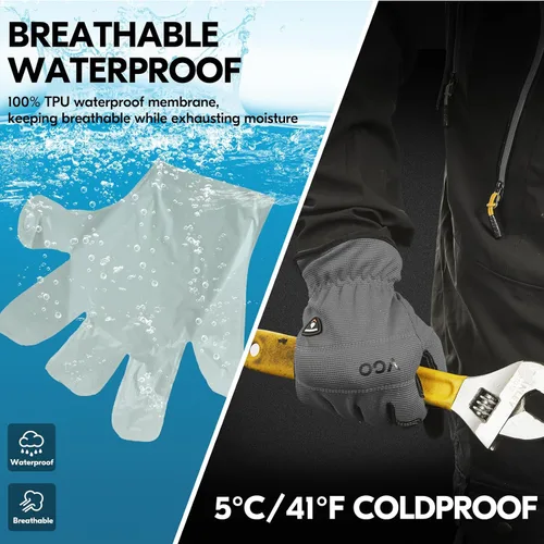 Vista 3 de Vgo... 1Pair 5℃/41°F Winter Work Gloves Men, Cold Weather Waterproof Safety Work Gloves,Cold Storage or Freezer Glove Gris