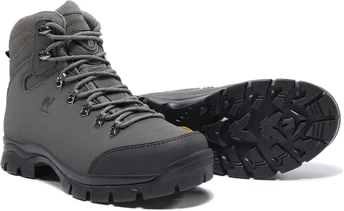 Vista 7 de CAMEL CROWN Botas de senderismo para hombre, de cuero auténtico