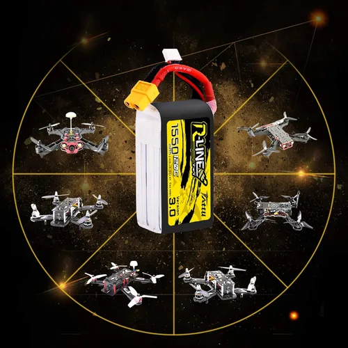 Vista 5 de TATTU R-Line 14.8V 1550mAh 4S 120C Batería Lipo con enchufe XT60 para FPV Racing Drones
