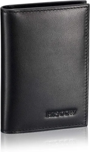 Vista 6 de Slim Leather Credit Card Holder 4cc for Men & Women, Italian Calfskin (Black)