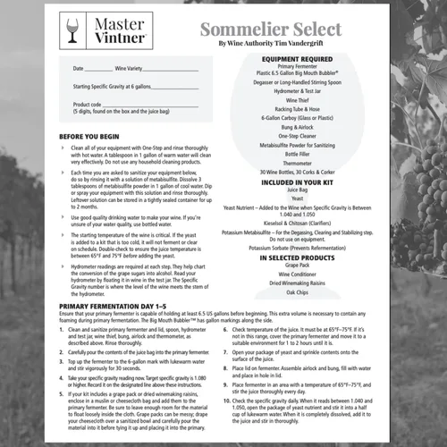 Vista 2 de Master Vintner - El kit de recetas de vino italiano nebbiolo seleccionado sommelier hace 6 galones