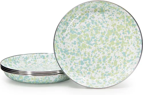 Vista 8 de Golden Rabbit Juego de 4 platos esmaltados para pasta, 10 pulgadas, remolino negro Set of 4 Plates, 10 inch diameter