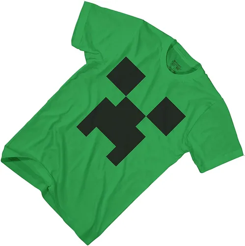 Vista 4 de Minecraft - Camiseta oficial para niños, diseño de cara de enredadera negra y verde