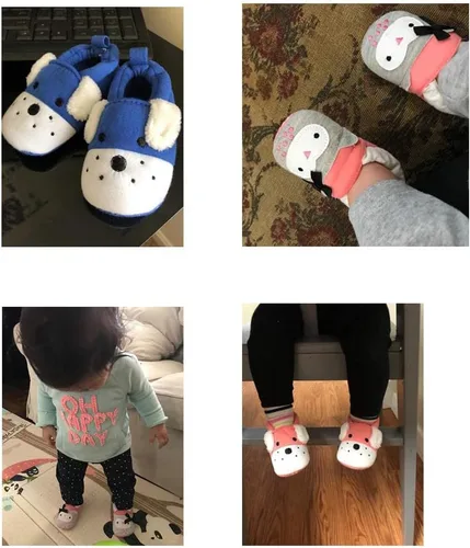 Vista 2 de Sawimlgy Pantuflas de dibujos animados para recién nacidos, para bebés, niños y niñas, suela antideslizante suave, suela antideslizante, zapatos