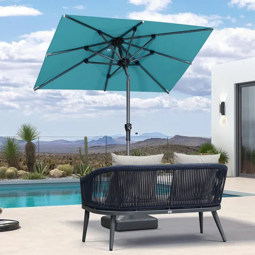 Vista 85 de PURPLE LEAF - Sombrilla de patio rectangular de 6' x 4', sombrilla de mesa para exteriores con marco de aluminio, sombrilla de mercado, sombrilla