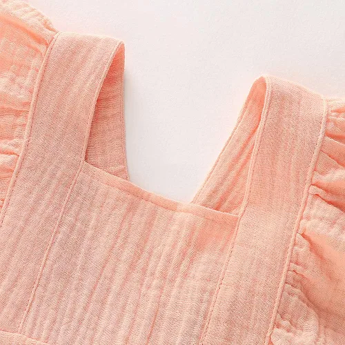 Vista 3 de Douhoow Mameluco de bebé niña mameluco con volantes de una sola pieza ropa de lino de algodón