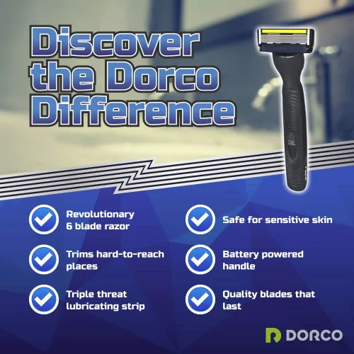 Vista 5 de Dorco Pace 6 Plus Power - Sistema de maquinilla de afeitar de seis cuchillas con recortadora (12 cartuchos (sin asa))