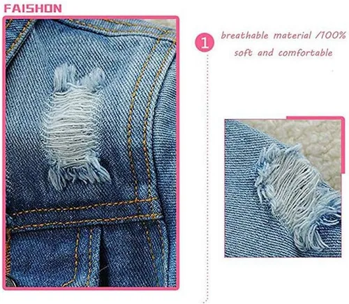 Vista 5 de Mallimoda - Abrigo de mezclilla con cremallera y capucha para niños y niñas