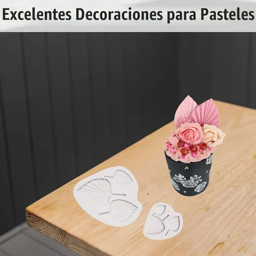 Vista 6 de Moldes bohemios de silicona para fondant, moldes de hojas de abanico 3D con forma de hoja de palmera, moldes de chocolate para cupcakes, decoración