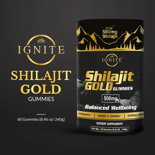 Vista 2 de Paquete de gomitas Shilajit y gomitas de 4000 mg, energía natural, fuerza y bienestar con Shilajit puro del Himalaya, vegano, sin azúcar y listas