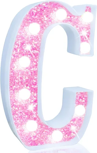 Vista 67 de Pooqla Luces de números de marquesina, números de luz rosa para niñas de 10.º cumpleaños, funciona con pilas, luz nocturna de número con purpurina