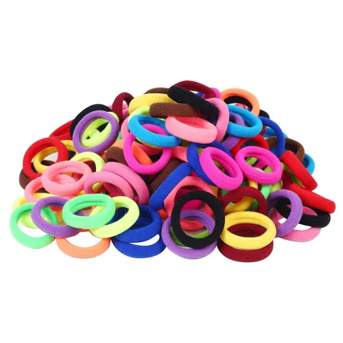 Vista 2 de QRTVI 120 Piezas Ligas para el Cabello de Bebé, Ligas de Cabello de Algodón para Niñas Pequeñas y Niños, Bandas para el Cabello Pequeñas Multicolor