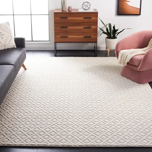 Vista 24 de SAFAVIEH Vermont Collection - Alfombra decorativa de 2 pies 3 pulgadas x 4 pies, marfil y negro, lana hecha a mano, ideal para zonas de alto tráfico