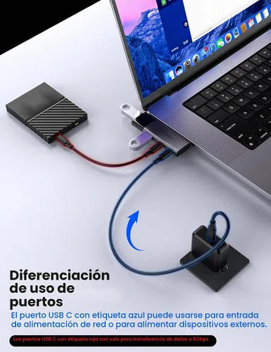 Vista 2 de MOGOOD Hub USB C 4 en 1 para Mac Adaptador multipuerto 100W USB 3.0