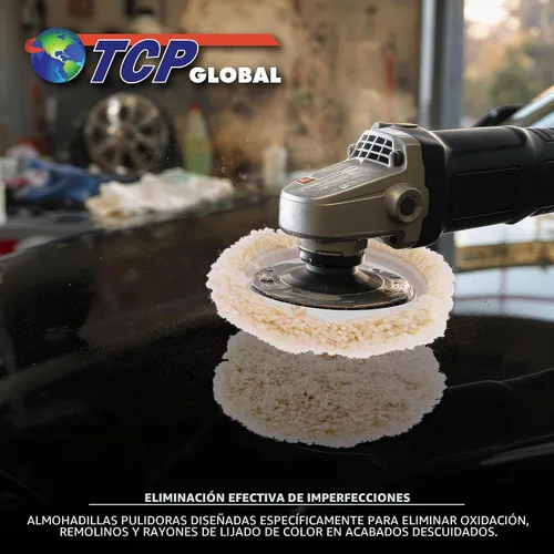 Vista 6 de Almohadilla para pulir de gancho y lazo para cortar y pulir compuestos, 100 % lana, de 8 pulgadas