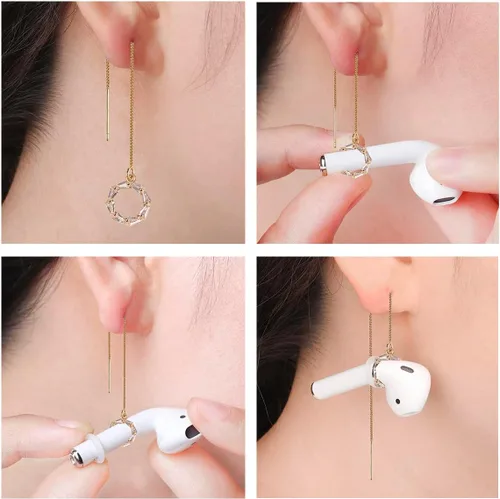 Vista 4 de Guran Correa para auriculares antipérdida compatible con Airpods 1, 2, 3 Pro, Metal