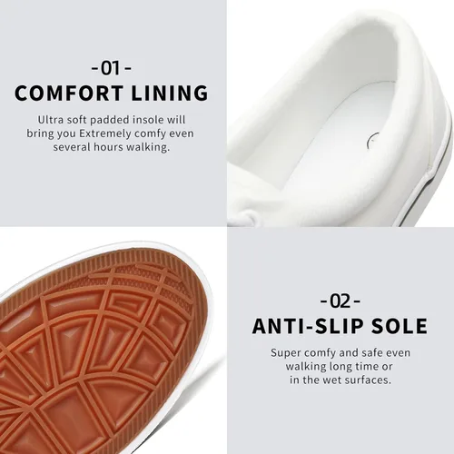 Vista 4 de FRACORA Zapatos de lona blancos para hombre, tenis de lona con cordones, Blanco